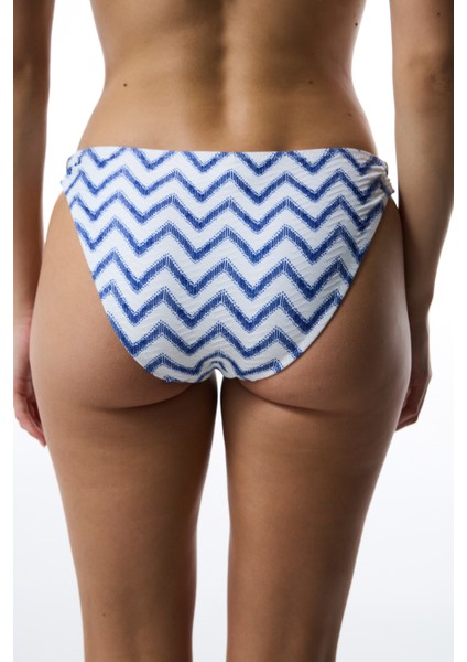 Bianna Navy Side Zigzag Desenli Hipkini Bikini Altı
