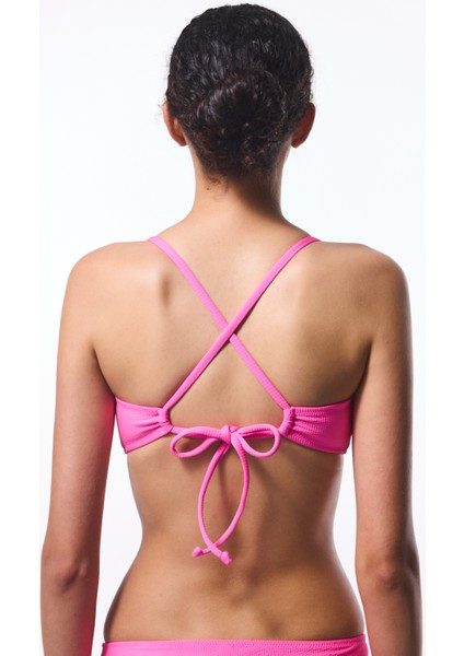 Pembe Düz Çıkarılabilir Kaplı Bikini Üstü