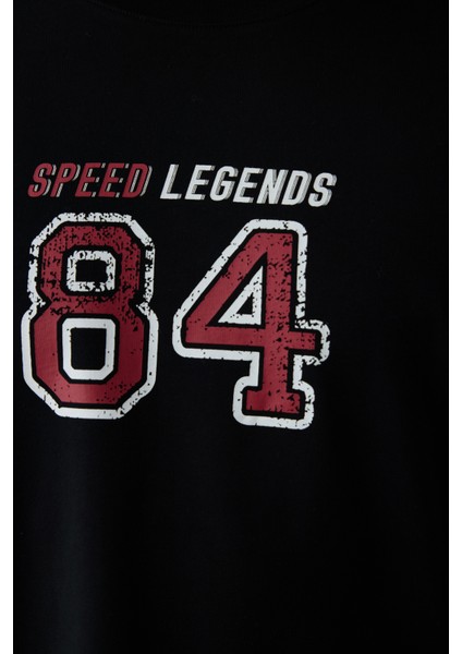 Erkek Speed Slogan Baskılı Pamuklu Pijama Takımı