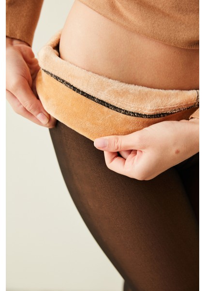 Thin Looking İçi Peluşlu Siyah Külotlu Çorap