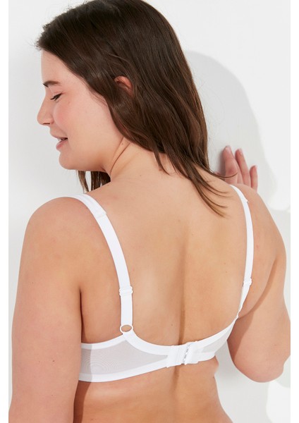 Beyaz Büyük Beden Toparlayıcı Balenli Sütyen