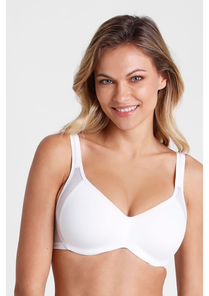 Beyaz Büyük Beden Toparlayıcı Balenli Sütyen