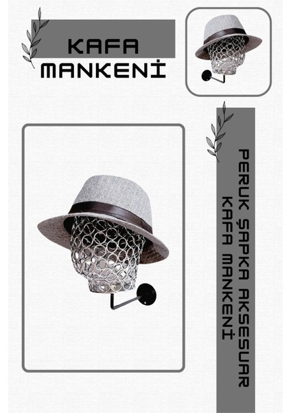 Duvara Monte Erkek Siver Renk Tel Kafa Mankeni Şapka Mankeni Aksesuar Mankeni fiyatları