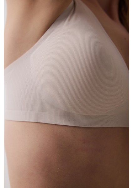 Invisible Ribbed Seramik Bej Sütyen