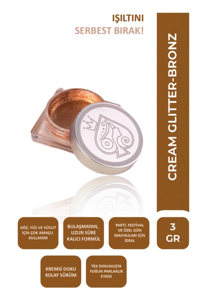 Cream Glitter Bronz Simli Göz ve Yüz Farı - 2