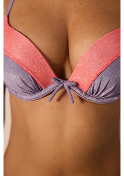 Mena Push Up Simli Mor Bikini Üst
