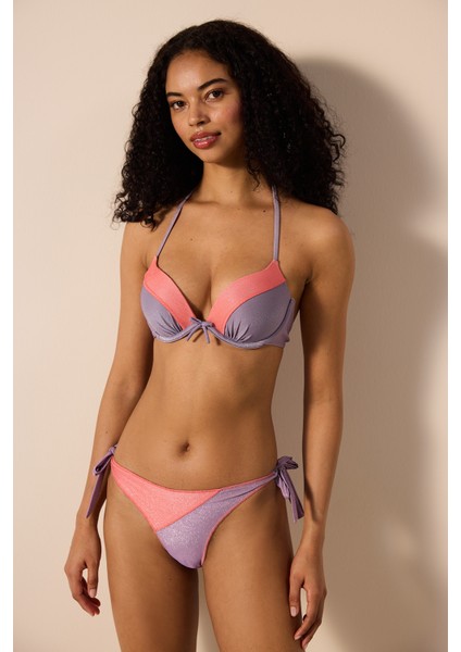Mena Push Up Simli Mor Bikini Üst