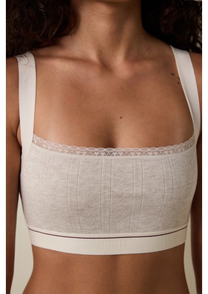 Bej Melanj Ayarlanabilir Askılı Crop Üst