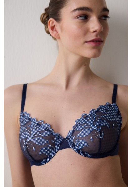 Broderie Wire Lacivert Sütyen