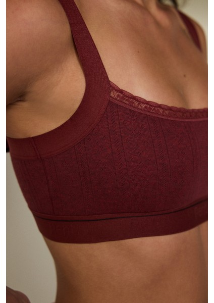 Bordo Melanj Ayarlanabilir Askılı Crop Üst