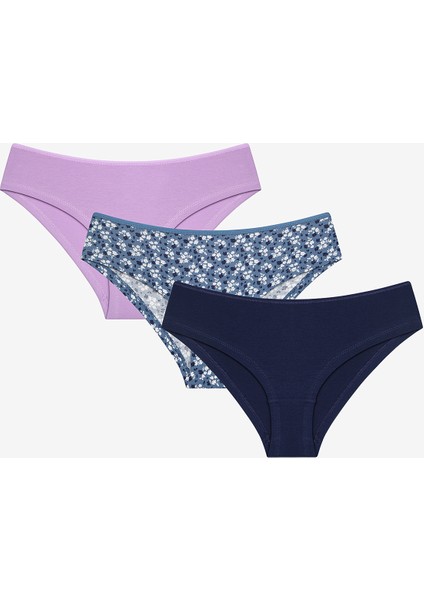 Vintage Floral 3lü Çok Renkli Hipster Külot