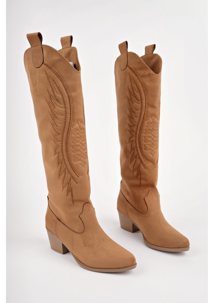 Rodeo Dikiş Detaylı Kalın Topuklu Kovboy Kadın Çizme