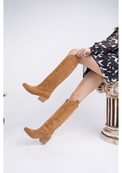 Rodeo Dikiş Detaylı Kalın Topuklu Kovboy Kadın Çizme indirimleri