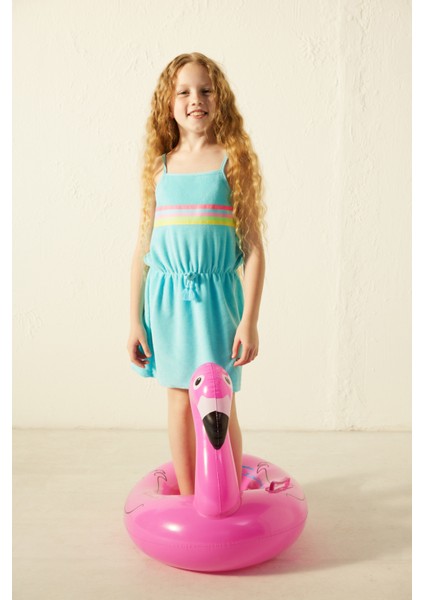 Kız Çocuk Gökkuşağı Desenli Elbise