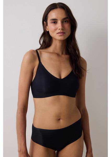 Siyah Zerogram Dikişsiz Balensiz Çıkarılabilir Kaplı Sütyen