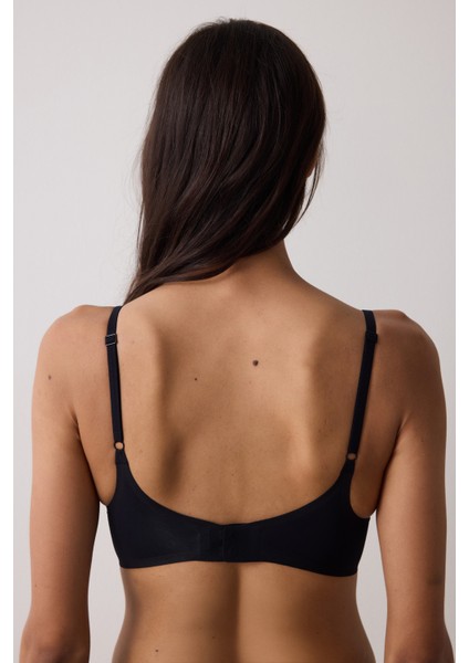 Siyah Zerogram Dikişsiz Balensiz Çıkarılabilir Kaplı Sütyen