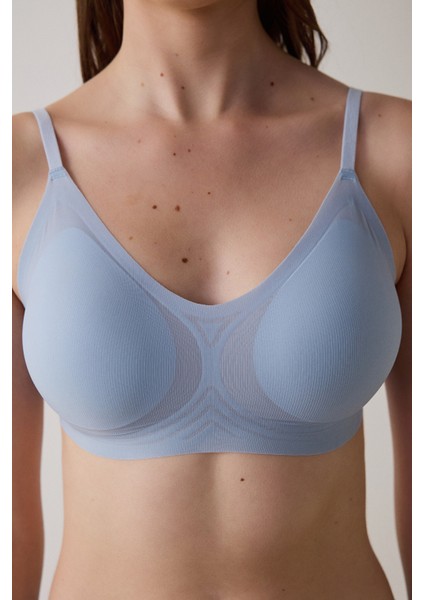 Açık Mavi Zerogram Balensiz Dikişsiz Sütyen