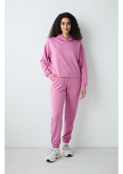 Pembe Kapüşonlu Silky Touch Sweatshirt