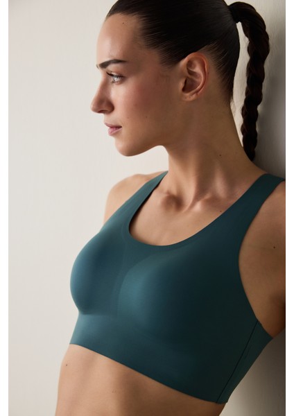#İzbırakmaz Koyu Yeşil Orta Destek Zero Feel Spor Sütyeni