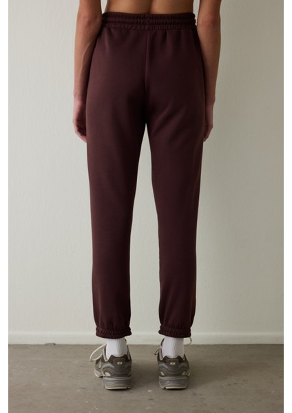 Kahverengi Normal Bel Bağlama Detaylı Jogger Eşofman Altı