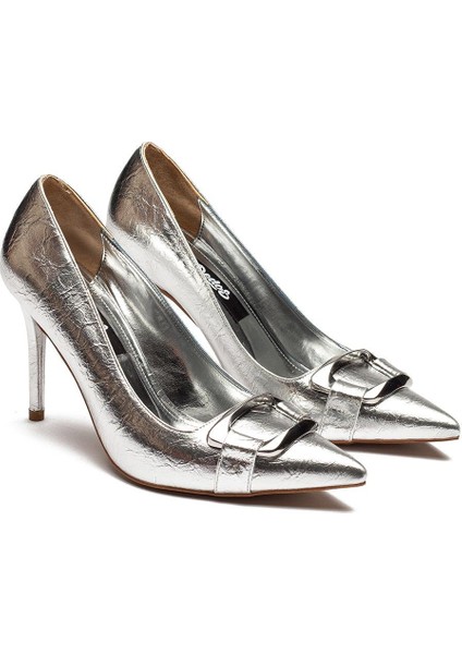 Metal Tokalı Yüksek Topuklu Kadın Abiye Ayakkabı 110
