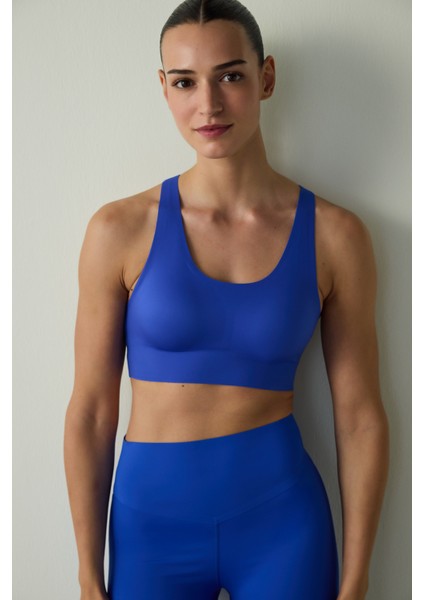 #İzbırakmaz Saks Mavisi Orta Destek Zero Feel Spor Sütyeni