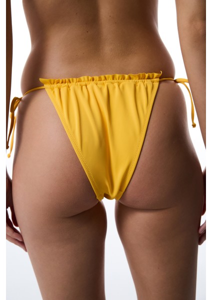 Sarı Super Frill Bağlamalı Düşük Bel Bikini Altı