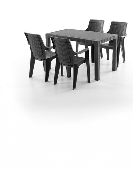 Efes 4 Kişilik Rattan Masa Sandalye Takımı Siyah fiyatları