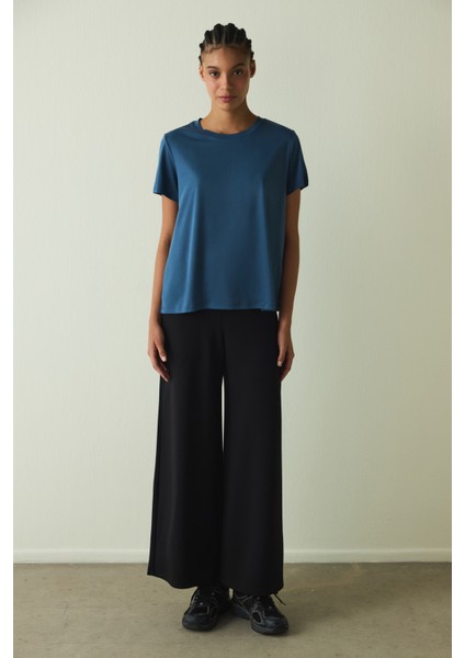 Indigo Bisiklet Yaka Modal Tişört