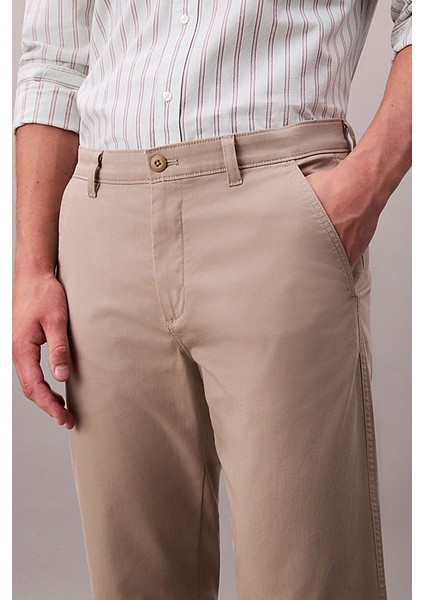 Erkek Slim Fit Pamuklu Chino Pantolon - Bej fiyatları