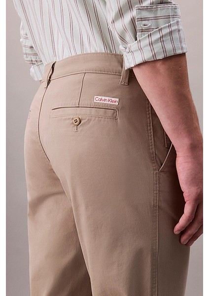 Erkek Slim Fit Pamuklu Chino Pantolon - Bej modelleri