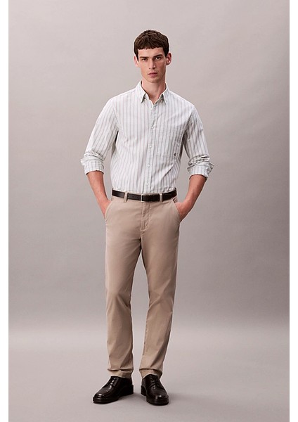 Erkek Slim Fit Pamuklu Chino Pantolon - Bej indirimleri