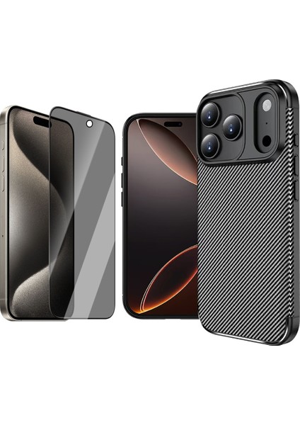 iPhone 17 Pro Kılıf Zore Negro Silikon Kapak + Hayalet Cam Ekran Koruyucu