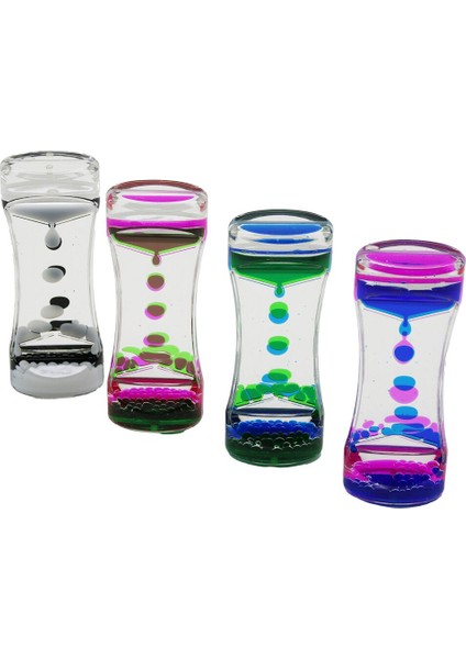 Çift Renk Su Çift Katlı Dar Şişe Model Sulu Kum Saati Mika Akrilik Plastik 13.7 x 5.2 x 3.3cm (5263)