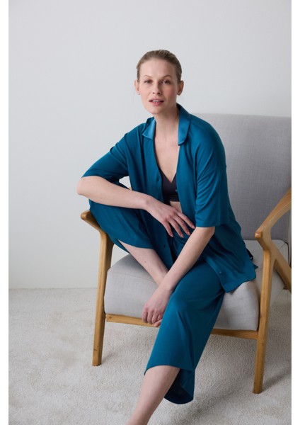 Aging Collagen Gömlekli Kapri Pijama Takımı