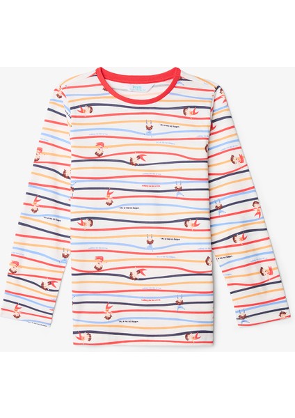 Erkek Çocuk Acrobat Çizgili Pamuklu Uzun Kollu 2'li Pijama Takımı