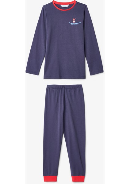 Erkek Çocuk Acrobat Çizgili Pamuklu Uzun Kollu 2'li Pijama Takımı