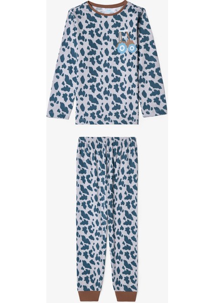 Erkek Çocuk Inek Desenli Uzun Kollu 2'li Pijama Takımı