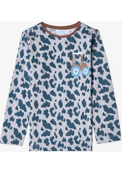 Erkek Çocuk Inek Desenli Uzun Kollu 2'li Pijama Takımı