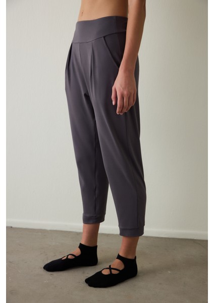 Antrasit Yüksek Bel Bilek Boy Yoga Pantolonu