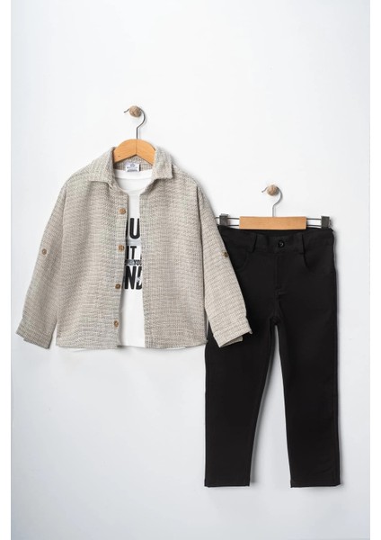 Erkek Çocuk Kolu Ayarlanabilir Gömlekli Pantolonlu Baskılı Tişörtlü Üçlü Spor Takım fiyatları