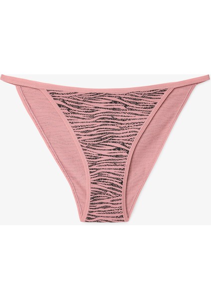 Mix Zebra Desenli İp Detaylı Düşük Bel 3'lü Slip Külot