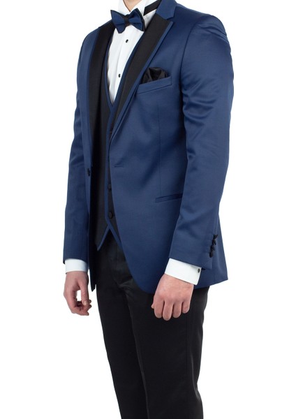 Lacivert Saten Mono Yaka Astarlı Yelekli 6 Drop Slim Fit Dar Kesim Smokin Damatlık 1001190152 fiyatları