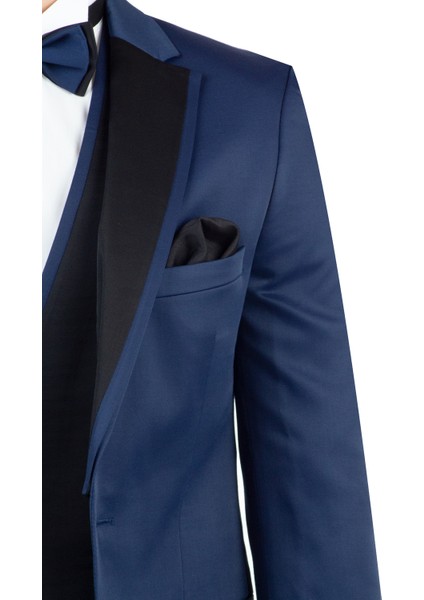 Lacivert Saten Mono Yaka Astarlı Yelekli 6 Drop Slim Fit Dar Kesim Smokin Damatlık 1001190152 fırsatları