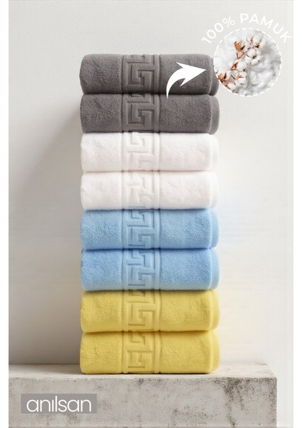 8'li Karışık Greek El Havlusu - 50x90 Cm, 225 Gr, %100 Pamuk, Spa Ve Otel Havlusu, Günlük Kullanıma Uygun