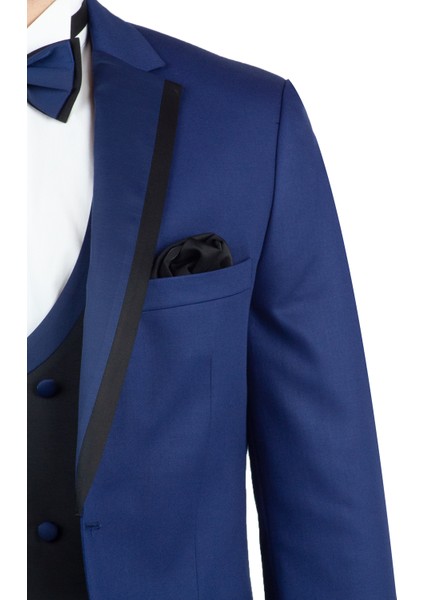 Lacivert Gabardin Mono Yaka Astarlı Yelekli 6 Drop Slim Fit Dar Kesim Smokin Damatlık 1001190153 fırsatları
