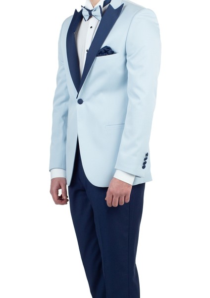 Koyu Mavi Saten Kırlangıç Yaka Astarlı 6 Drop Slim Fit Dar Kesim Smokin Damatlık 1001190163 fiyatları