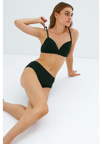 Siyah Pamuklu Fresh Basic Cover Yüksek Bel Slip Külot