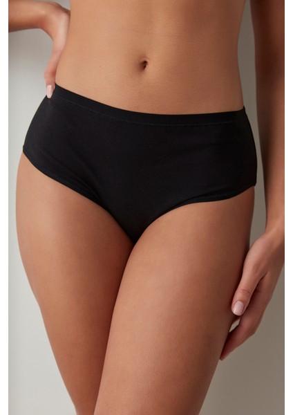 Siyah Pamuklu Fresh Basic Cover Yüksek Bel Slip Külot