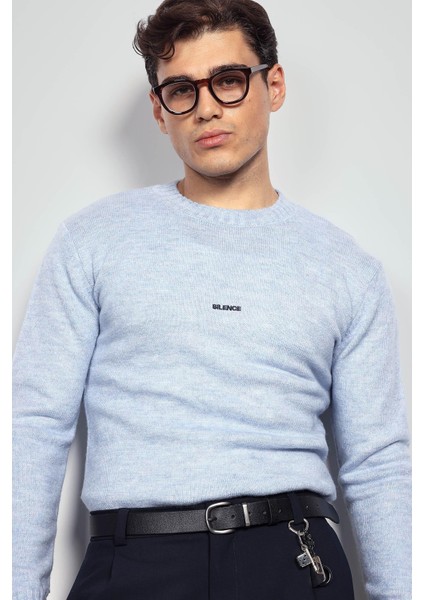 Erkek Regular Fit Bisiklet Yaka Kazak Açık Mavi indirimleri